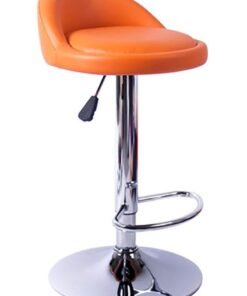 PU Leather Round Bar Stool with Back Rest Height Adjustable Swivel Pub Chair Home Kitchen Barstools Backless Stool Orange