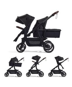 Momcozy ChangeGo Baby Stroller, Convertible Single-to-Double-to-Wagon Stroller with 23 Configurations, Bassinet, Seat Included, Large PU Wheels, All-Wheel Suspension ＆ Extendable UPF50+ Canopy