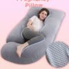 Squarecircle U-Shaped Cooling & Soft Full Body Pregnancy Pillow Maternity Pillows– Maternity Support with Removable Jersey Cotton Cove(Ergonomic Design)