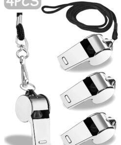 MXN 4 PCS Whistle, Stainless Steel Sports Whistle with Lanyard, Very Loud Sports Whistle Perfect for Referees Coaches Outdoor Sports