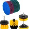 Drill Brush Attachments Set, Black, Scrub Pads & Sponge, Power Scrubber Brush with Extend Long Attachment All Purpose Clean for Grout, Tiles, Sinks,Bathtub, Bathroom