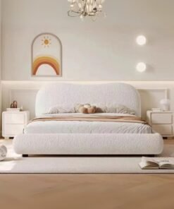 Bed and Mattress Home Cozy Cocoon Upholstered Premium King Size ( Mattress Size 180 X 200 CM ) Off White Color Bed Size 223 L X  195 W ( Mattress Sold Separately )