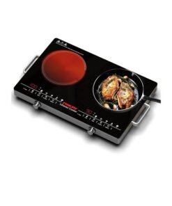NIKAI Double Burner Infrared Cooker with Touch Control, Overheat Protection, LED Display, 6 Preset Cooking Options, Timer, 3400W - NIC303A NIC303A Silver