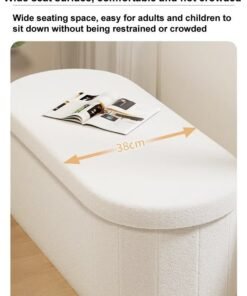 Raffine Multifunction Round Edge Design Oval Shaped Spacious Storage Stool Foldable Comfortable Soft Sponge Filling Sitting Bench for Bedroom Ottoman with Storage Cabinet Lamb Fur Upholstered Storage Bench for Entryway Benches Living Rooms Hallway 71x38x40 cm - Image 4