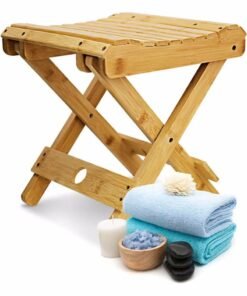 WAOKN Home bamboo folding stool, multifunctional cooling stool, portable solid wood, folding stool, natural bamboo chair, can be used for indoor bathroom, outdoor picnic, fishing stool and other purposes, suitable for adults and children. - Image 3