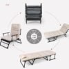 XiuWoo Portable Folding Camping Bed for Adults w/Mattress Adjustable 6-Position Cots for Sleeping Heavy Duty Single Guest Bed Outdoor Patio Chaise Lounge Chair, Dark Gray