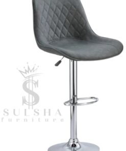 SULSHA Modern Height Adjustable Chair , Bar Chair , Bar Stool Set Leather Padded Stool GREY/Silver