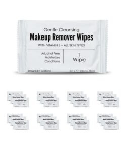 World Amenities - Bulk Makeup Remover Wipes | 50 Count | Individually Wrapped, Gentle Cleansing, Alcohol Free - All Skin Types - Vitamin E - 100% Recyclable, Hotel Travel Size Toiletries