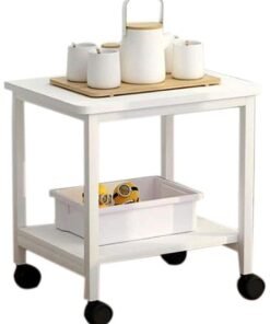 Double-layer storage table, suitable for home living room coffee table, sofa corner minimalist mini movable large-capacity storage table (Dimensions: 60*40*47cm, white)