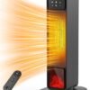 BlueFire 2000W Ceramic Tower Fan Heater with 3D Flame Effect, 24-Inch Space Heater & Cooling Fan 2-in-1 for Home, Bedroom, Office – Digital Display, Touchscreen, Remote Control, ECO Thermostat 59–113°F, 120°–180° Oscillation, Ultra-Quiet Operation, Child Lock, Tip-Over & Overheat Protection, Fast Heating PTC Technology, 12H Timer, Black