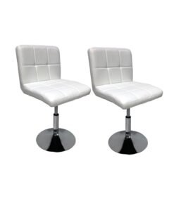 MAPLE HOME DECORATION Maple Home Modern PU Leather Up&Down  Swivel Bar Stools Counter Height Chairs Kitchen Home Office Chrome Base Durable Stylish (White)