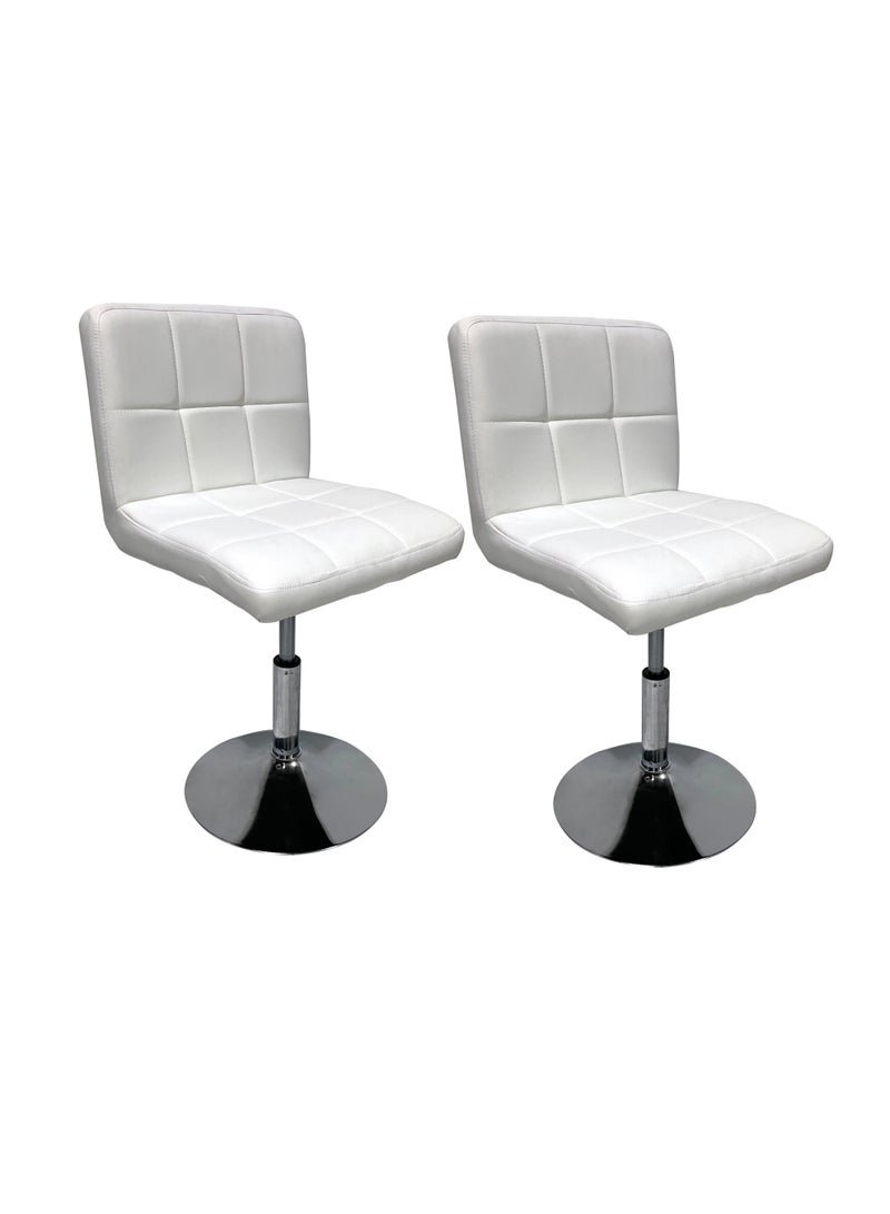 MAPLE HOME DECORATION Maple Home Modern PU Leather Up&Down Swivel Bar Stools Counter Height Chairs Kitchen Home Office Chrome Base Durable Stylish (White)