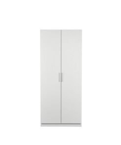 DANUBE HOME Thomas 2 Door Wardrobe With Mirror Inside Extra Sturdy Closet, Clothes Storage Cupboard Modern Design Space Saving Cabinet For Bedroom L 91.6 x W 59.5 x H 216 cm White
