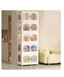 Golden 5-layer foldable storage box cabinet, storage cabinet with wheels, cube storage box, closet storage box, storage box with handle, foldable storage cabinet