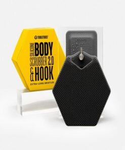 TOOLETRIES Body Scrubber 2.0 & Shower Hook - Silicone Scrubber for Cleaning and Exfoliating with Storage Hook - Extra Long Bristles with Ergonomic Handle, Long-Lasting & Easy to Clean
