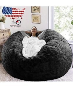 Arabest Bean Bag Chairs, Giant Bean Bag Chair for Adults, 6ft Big Bean Bag Cover Comfy Bean Bag Bed (No Filler, Cover only) Fluffy Lazy Sofa (Sky blue , 6ft(150*75cm))