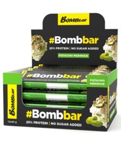 BOMBBAR Chocolate Covered Protein Bar with Pistachio Meringue No Sugar Added 12x40g