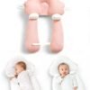 ZCM-HAPPY Newborn Baby Head Shaping Pillow Adjustable Height and Memory Foam Neck Support Ergonomic and Breathable Double Sided Sleep Pillow for Newborns, Washable Baby Soothing Pillow for Flat Head Prevention and Comfort