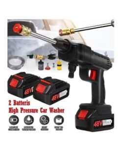 Portable High-Pressure Water Gun – Rechargeable Cordless Pressure Washer with Dual 48V Lithium Batteries, 5m Hose, 3 Multi-Function Nozzles, Lightweight Electric Washer for Cars, Floors, Outdoor Areas, Garden Tools, Patio & Home Cleaning