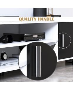 TV Cabinet Morden TV Table Glass Desktop TV Stand with Drawers and Open Storage for Office Living Room Bedroom - Image 3