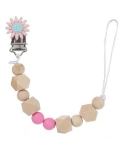 Factory Price Pacifier Clips for Babies Silicone Soft-ended Clip Holder D.Pink