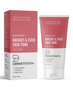 DERMATOUCH Bright & Even Tone Face Wash with Niacinamide, Vitamin E and Kojic Acid | Daily Gentle Face Cleanser For Tan, Pigmentation, Uneven Tone - 30G