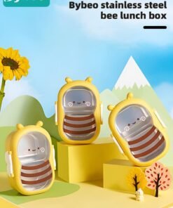 Bybeo Stainless Steel Kids Bento Box with Lunch Bag, Insulated Lunch Boxs to School, Food Containers with 2 Compartments, BPA Free, Microwave & Dishwasher Safe