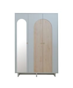DANUBE HOME Ree 3-Door Wardrobe, Engineered Wood with Mirror, 5 Shelves, Melamine Finish, Swing Door Design, 2-Year Warranty - Stylish Storage Solution