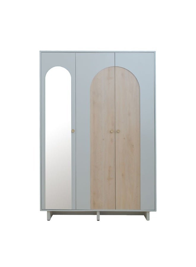 DANUBE HOME Ree 3-Door Wardrobe, Engineered Wood with Mirror, 5 Shelves, Melamine Finish, Swing Door Design, 2-Year Warranty - Stylish Storage Solution