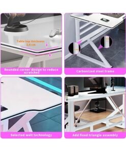 Alternative view of JCB CHIC Gaming Desktop Computer Desk，Ergonomic Home Office Desk Gaming Table PC Computer Gaming Desk, Workstation for Gift Idea (White,L100cm*W60cm* H73cm)
