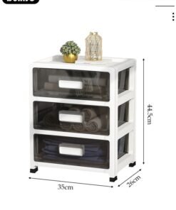 DUNISO 3 Layers Drawer Storage Cabinet Drawer Plastic Containers Box with Wheels 35CM Wide Slit Cabinet Drawer Unit Multipurpose Drawer Storage Organizer for Kitchen Bedroom Bathroom and Living Room