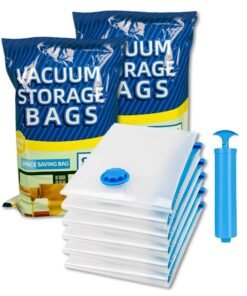 BASILKIT Vacuum storage bags 7-Piece Vacuum  Space Saver Reusable Space Saver Compression Bags 70x100cm with Free Hand Pump , for Clothes Bedding Duvets Blankets and Trave!