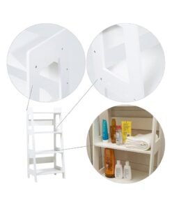 Alternative view of TPGP 4 Tier Waterproof White Ladder Shelf Bookcase Display Unit Storage Stand Bathroom Cabinet Floor Cupboard for Kitchen Bedroom Living Room Bathroom Flower Plant Stand-Wood Plastic Board