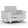 Mahmayi SF165-1 PU Leatherette Single Seater Sofa - Modern Executive Sofa, Office Lounge Seater With Stainless Steel Legs and High Density Foam - White