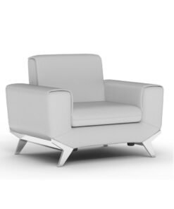 Mahmayi SF165-1 PU Leatherette Single Seater Sofa - Modern Executive Sofa, Office Lounge Seater With Stainless Steel Legs and High Density Foam - White