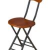 VITION Portable Folding Stool with Backrest, Counter Folding Stool, BarStool with Footrest, Breakfast Folding Chair Folding Stool for Kids Adult Kitchen Dorm Playroom Home Gardening (Brown/Black)