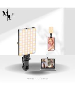 M.A&F's Selfie Light, 60 LED, Rechargeable 2000mAh, Front & Back Removable Clip, Portable Video Light with 3 Light Modes, for Laptop, Webcam, Phone, iPhone, Photo, Makeup, TikTok, Selfie, Vlogging, Live Stream, Zoom Meetings, Video Call - Black.