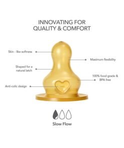 BIBS Pack Of 2 Baby Bottle Nipple Round Latex Slow Flow, 0 Months +