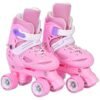 LIMOS Roller Skates Shoes, Double Rows 4 Wheels with Adjustable Size AREA for Boys And Girls (Pink M(35-38))