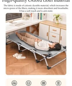 DUNISO Portable Folding Bed with Pillow, Thickened Mattress, Skin-Friendly Fabric, Easy to Fold and Store, Large Single Bed with Strong Sturdy Frame for Home and Office (176*55.8cm) - Image 4