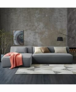 Al Zakharef Furniture Clarissa 3-Seater Luxury L-Shape Velvet Sofa with Free Pillows, Premium Wooden Frame, High-Density Seating Foam, Modern Corner Couch for Living Room Size L270 × W180 cm Colour Grey