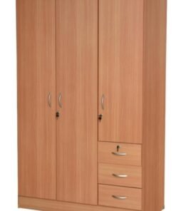 SULSHA 3 Door Wooden Wardrobe Cabinet Cupboard Engineered Wood Perfect Modern Stylish Heavy Duty