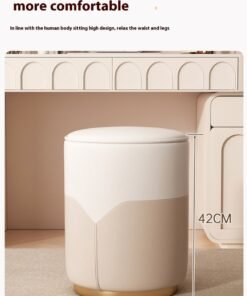 Alternative view of Sharpdo Imported Leather Cream Style Round Stool Dressing Stool Suitable for Entrance Dressing Table Bedroom 32*32*42cm