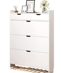 LEDIN Tipper shoe cabinet solid wood legs ultra-thin home narrow door indoor good-looking bedroom against the wall dustproof dormitory simple shoe cabinet (with drawer 100 * 17 * 125)