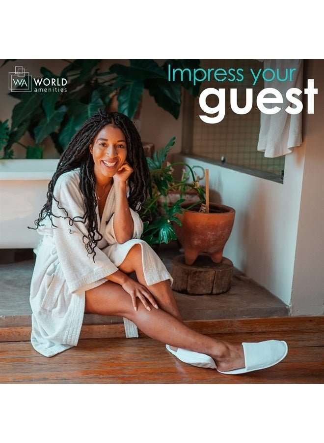 world amenities 10 Pairs | Premium Spa Slippers Bulk Unisex | Closed Toe, Individually Wrapped | Hotel Slippers Travel Amenities Ultra Soft, Disposable Guest Slippers - White