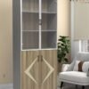 SULSHA Modern 4 Door Wooden File CABINET & Book Shelf Glass Door