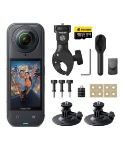 Insta360 X5 Motorcycle Bundle | 15M Waterproof 8K 360 Action Camera, Dual 1/1.28" Sensor, Low Light Capture, Wind Guard, Replaceable Lens, 185 Mins Battery Life, AI Editing, Auto Stabilization - Black