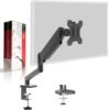 ESSENTIALS 360 Computer Monitor Arm with Gas Spring Monitor Mount Desk Mount Tilt Angle for 13-32 Inch Adjustable Height Load Capacity 10kg VESA 75x75/100x100mm with Grommet And C-Clamp Mounting