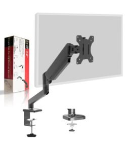 ESSENTIALS 360 Computer Monitor Arm with Gas Spring Monitor Mount Desk Mount Tilt Angle for 13-32 Inch Adjustable Height Load Capacity 10kg VESA 75x75/100x100mm with Grommet And C-Clamp Mounting