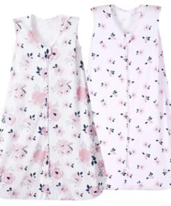 PHF david's kids 2 Pack Baby Sleep Sack 0-6 Months, Rayon Derived from Bamboo，Ultra Soft TOG 0.5 Baby Wearable Blankets with 2-Way Zipper, Small Size, Floral